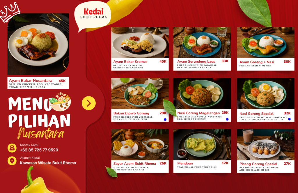 daftar menu kedai bukit rhema