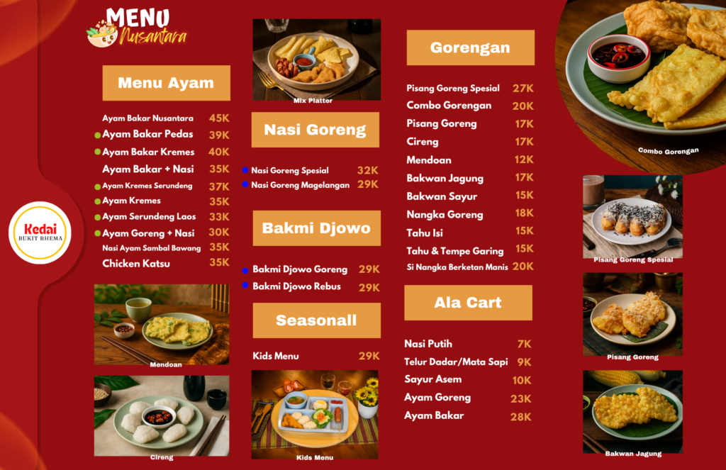 daftar menu kedai bukit rhema