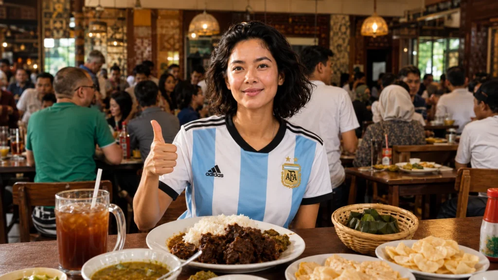 Kuliner Indonesia dengan suasana restoran lokal