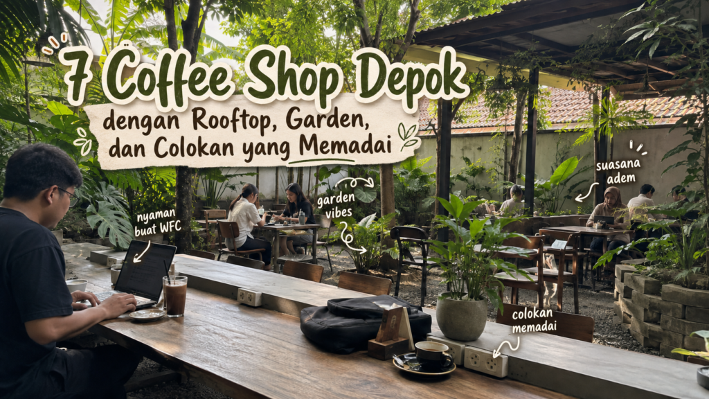 Suasana coffee shop Depok dengan rooftop aesthetic