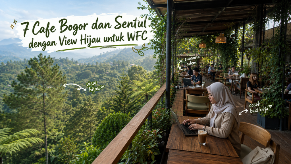 Suasana cafe WFC Bogor dengan view hijau