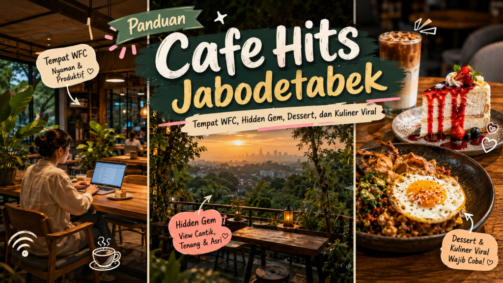 Suasana cafe hits Jabodetabek dengan interior modern dan pencahayaan hangat